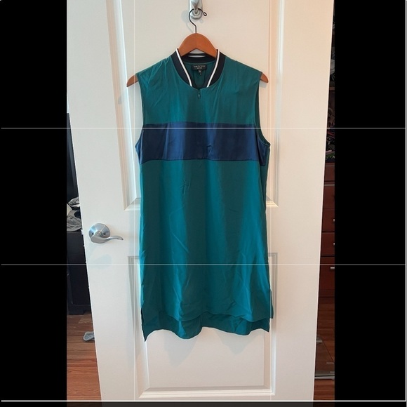 RAG & BONE Ribbed Neck Sleeveless Green Shift Dress Size L - Picture 5 of 16